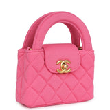 Chanel Nano Kelly Shopper Hot Pink Jersey Brushed Gold Hardware