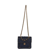 Chanel Square Flap Blue Denim Antique Gold Hardware