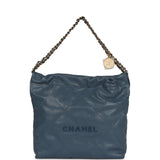 Chanel Small 22 Bag Blue Caviar Gold Hardware