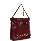 Chanel Mini 22 Bag Burgundy Calfskin Gold Hardware