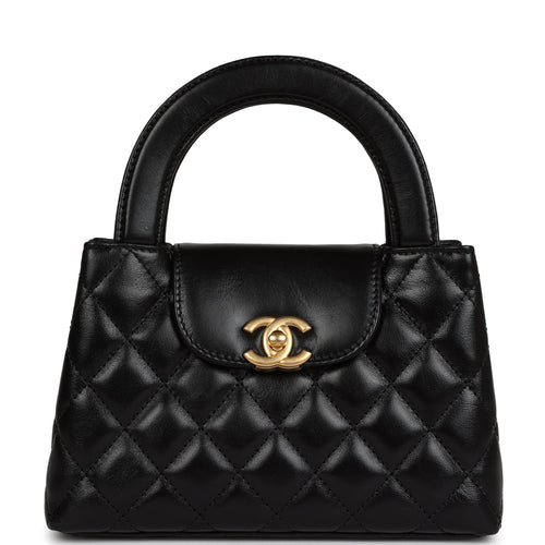 Chanel Small Kelly Shopper Black Shiny Aged Calfskin Brushed Gold Hardware