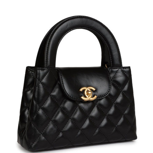 Chanel Small Kelly Shopper Black Shiny Aged Calfskin Brushed Gold Hardware