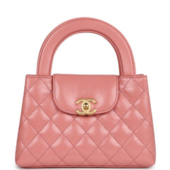 Chanel Small Kelly Shopper Pink Shiny Aged Calfskin Brushed Gold Hardware