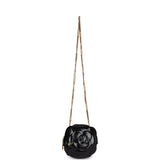 Chanel Camellia Clutch with Chain Black Shiny Calfskin Gold Hardware