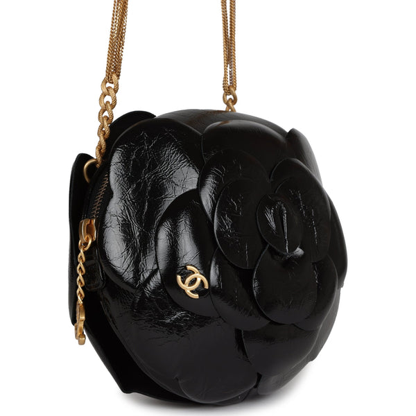 Chanel Camellia Clutch with Chain Black Shiny Calfskin Gold Hardware –  Madison Avenue Couture
