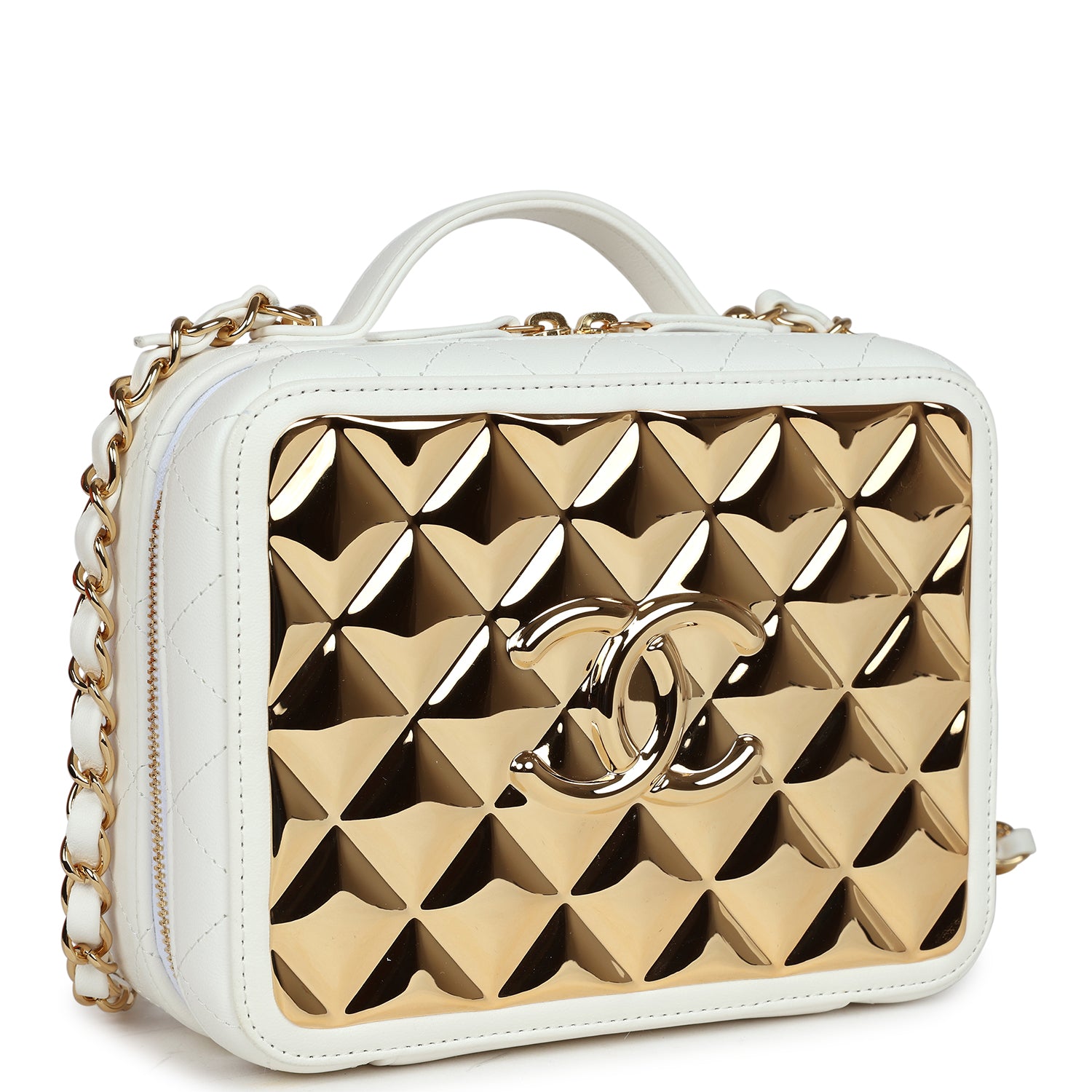 CC Vanity Case Pearl 17cm Black Lambskin Gold hardware