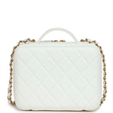 Chanel Golden Plate Vanity Case White Lambskin Gold Hardware