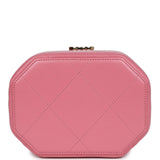 Chanel Mini Hexagon Top Handle Vanity Case Dark Pink Lambskin Gold Hardware