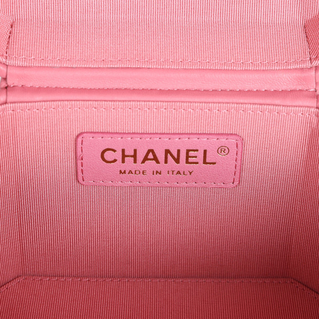 Chanel Mini Hexagon Top Handle Vanity Case Dark Pink Lambskin Gold Hardware
