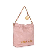 Pre-owned Chanel Mini 22 Bag Pink Calfskin Gold Hardware