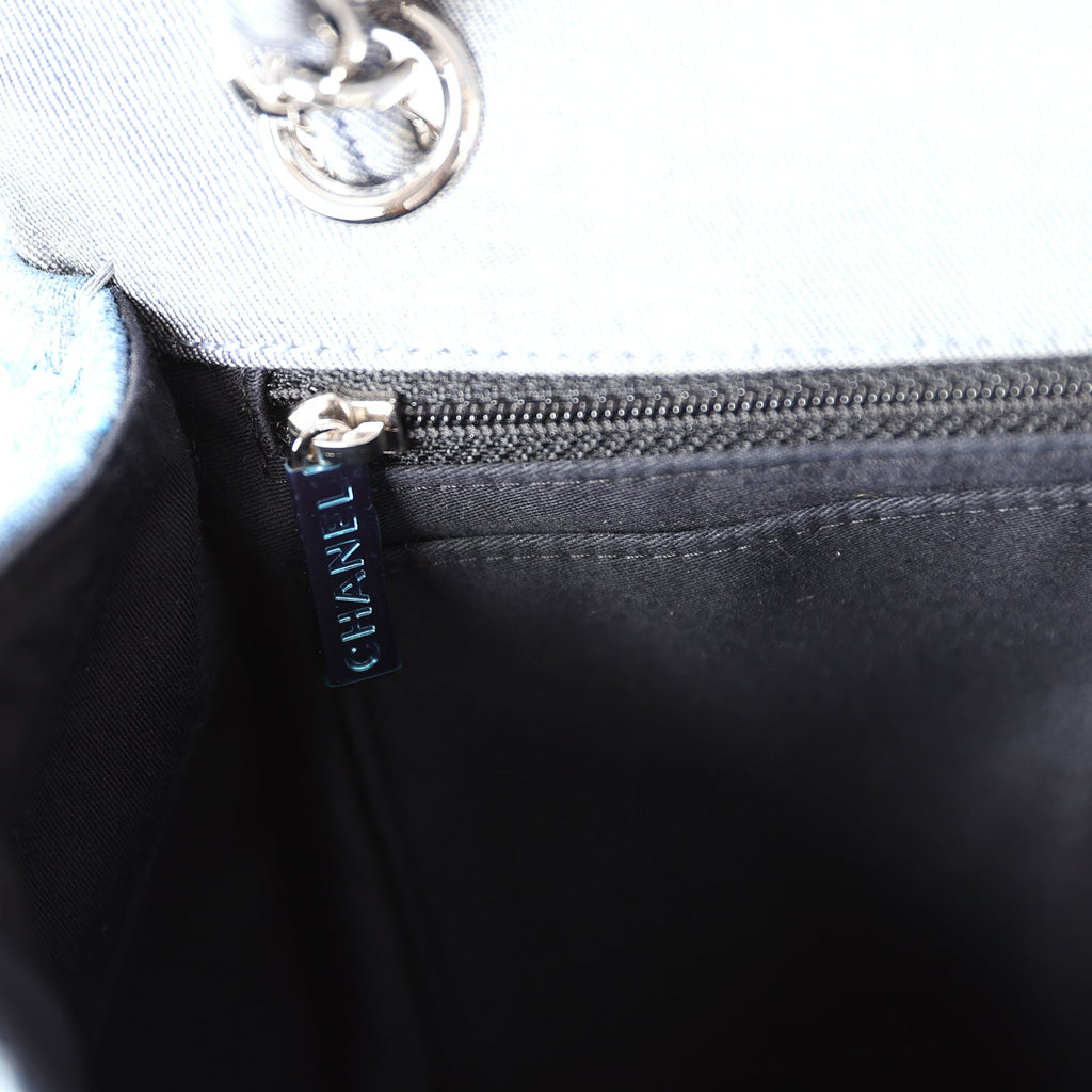 Pre-owned Chanel Jumbo Flap Bag Blue Patchwork Denim Silver Hardware