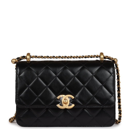Chanel Small Perfect Fit Flap Black Shiny Calfskin Brushed Gold Hardware