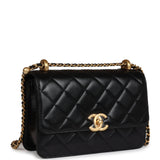Chanel Small Perfect Fit Flap Black Shiny Calfskin Brushed Gold Hardware