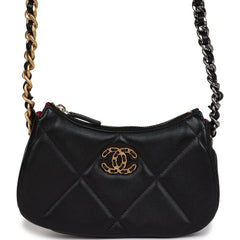 Chanel 19 Hobo Chain Bag Black Calfskin Mixed Metal Hardware