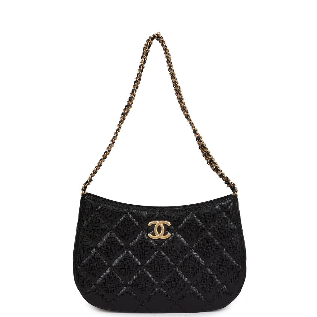 Chanel Hobo Bag Black Shiny Caviar Brushed Gold Hardware – Madison