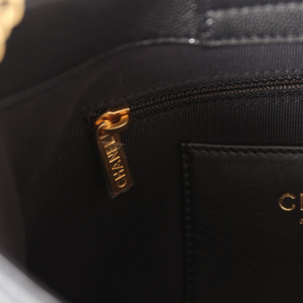 Chanel Hobo Bag Black Shiny Caviar Brushed Gold Hardware