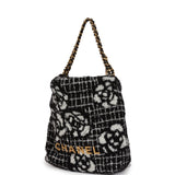 Chanel Mini 22 Bag Black and White Floral Tweed Gold Hardware
