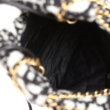 Chanel Mini 22 Bag Black and White Floral Tweed Gold Hardware
