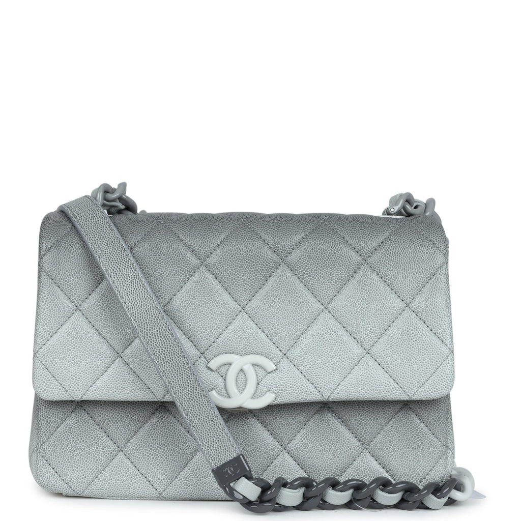 Chanel Small Flap Bag Grey Ombre Caviar Lacquered Metal Hardware