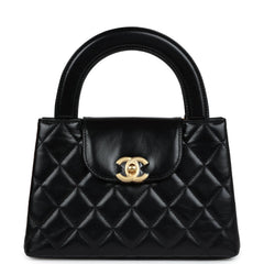 Chanel Small Kelly Shopper Black Shiny Aged Calfskin Brushed Gold Hardware