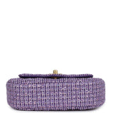 Chanel Mini Sequin Flap Bag with Top Handle Purple Tweed Antique Gold Hardware