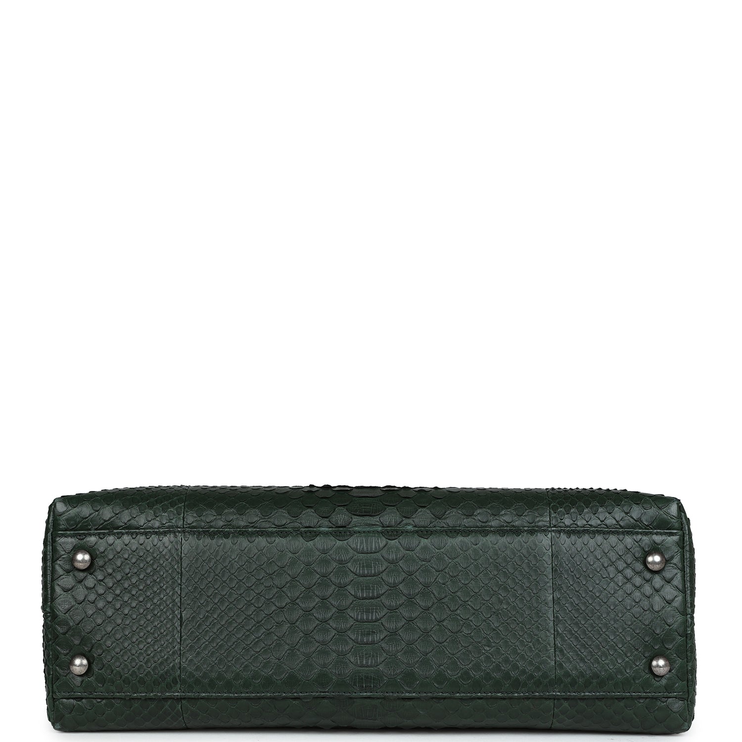 Pre-owned Chanel Medium Coco Handle Flap Bag Dark Green Python Rutheni