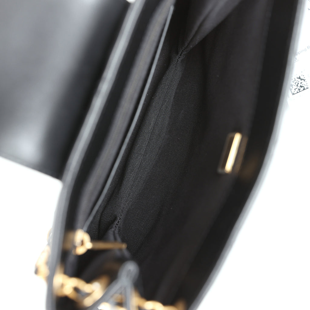 Chanel CC Small Shoulder Bag Black Lambskin Antique Gold Hardware