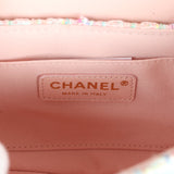 Chanel Mini Flap Bag with Top Handle Pink Tweed Antique Gold Hardware