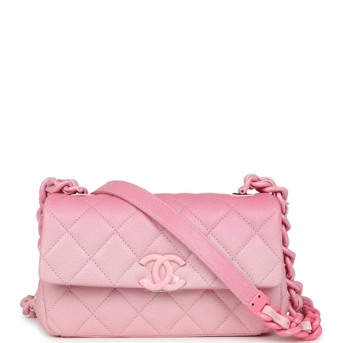Chanel Mini Flap Bag Pink Ombre Caviar Lacquered Metal Hardware