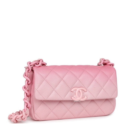 Chanel Mini Flap Bag Pink Ombre Caviar Lacquered Metal Hardware