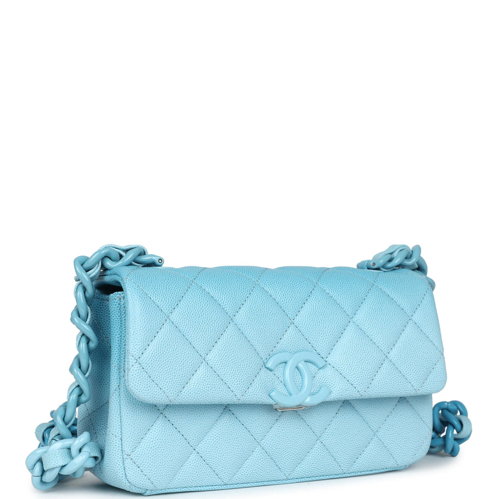 Chanel Mini Flap Bag Blue Ombre Caviar Lacquered Metal Hardware