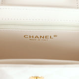 Chanel Small Kelly Shopper White Shiny Aged Calfskin Brushed Gold Hardware