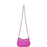 Chanel Mini Hobo Bag Hot Pink Metallic Goatskin Silver Hardware