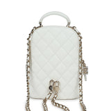 Chanel Mini Phone Holder Backpack White Caviar Light Gold Hardware