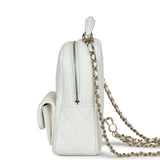 Chanel Mini Phone Holder Backpack White Caviar Light Gold Hardware