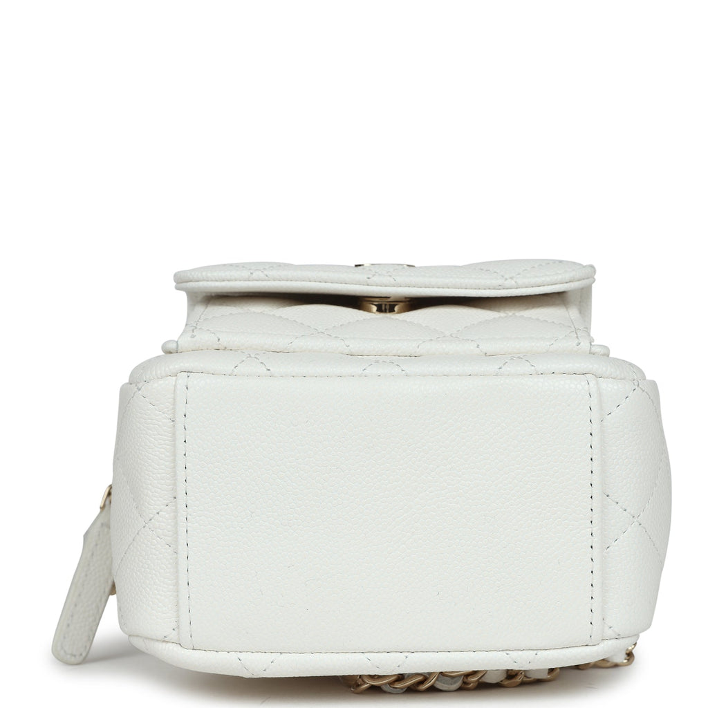 chanel white leather backpack Chanel Mini Phone Holder Backpack White Caviar Light Gold Hardware