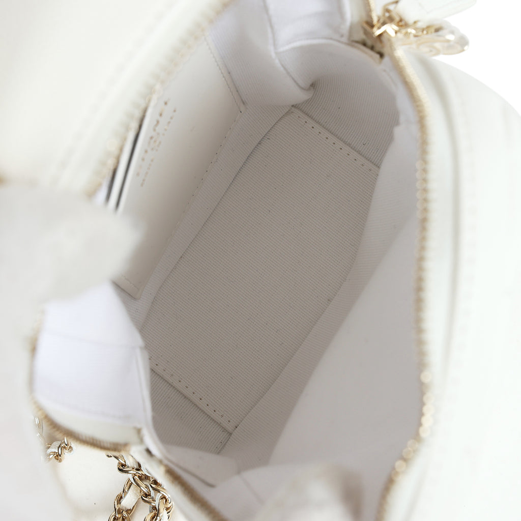 chanel mini backpack 2022 Chanel Mini Phone Holder Backpack White Caviar Light Gold Hardware