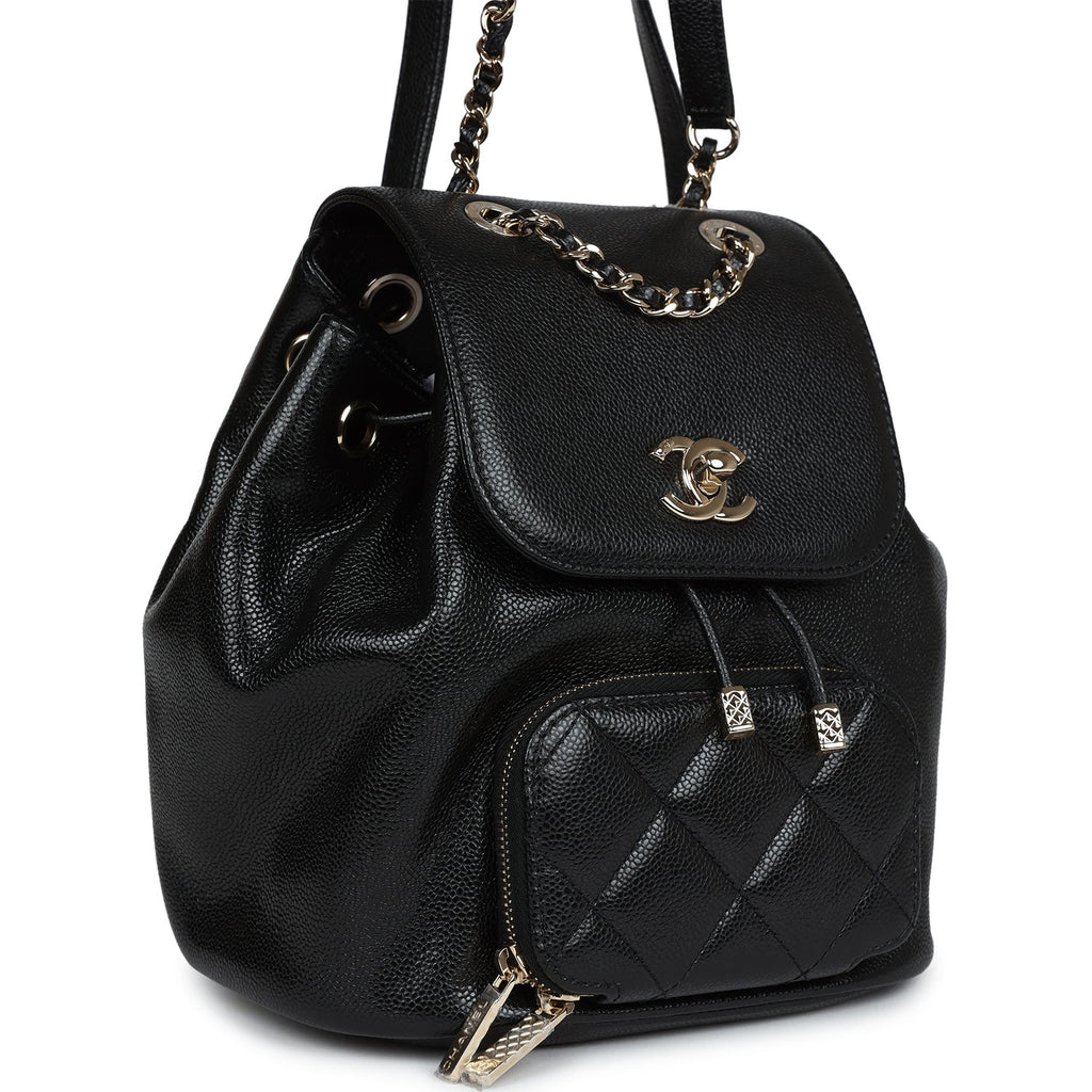 chanel business affinity backpack mini Chanel Small Business Affinity Backpack Black Caviar Light Gold Hardwa