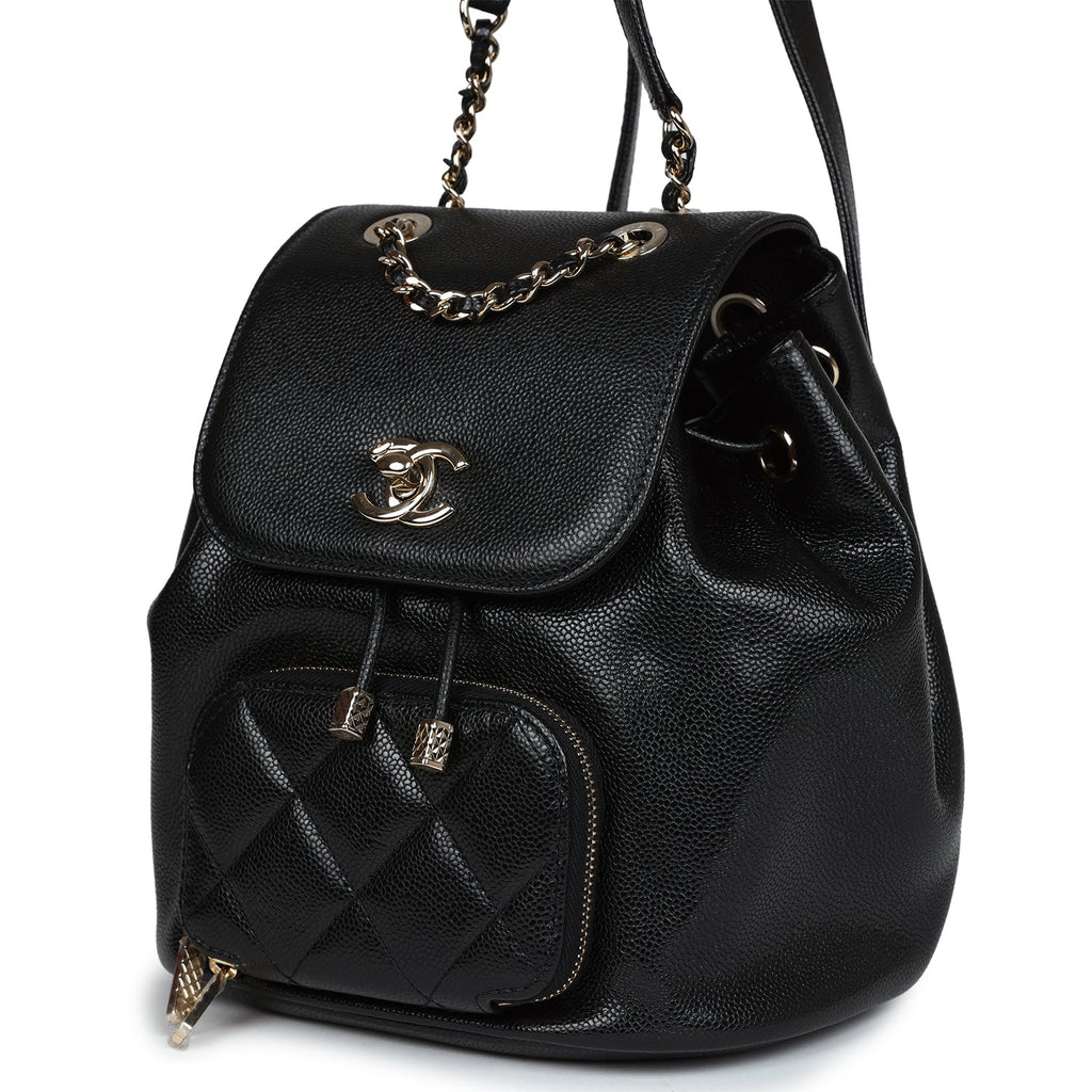 chanel affinity backpack mini Chanel Small Business Affinity Backpack Black Caviar Light Gold Hardwa