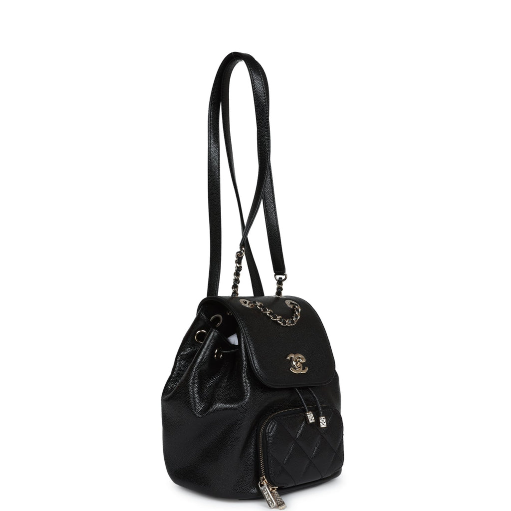 Chanel Small Business Affinity Backpack Black Caviar Light Gold Hardwa