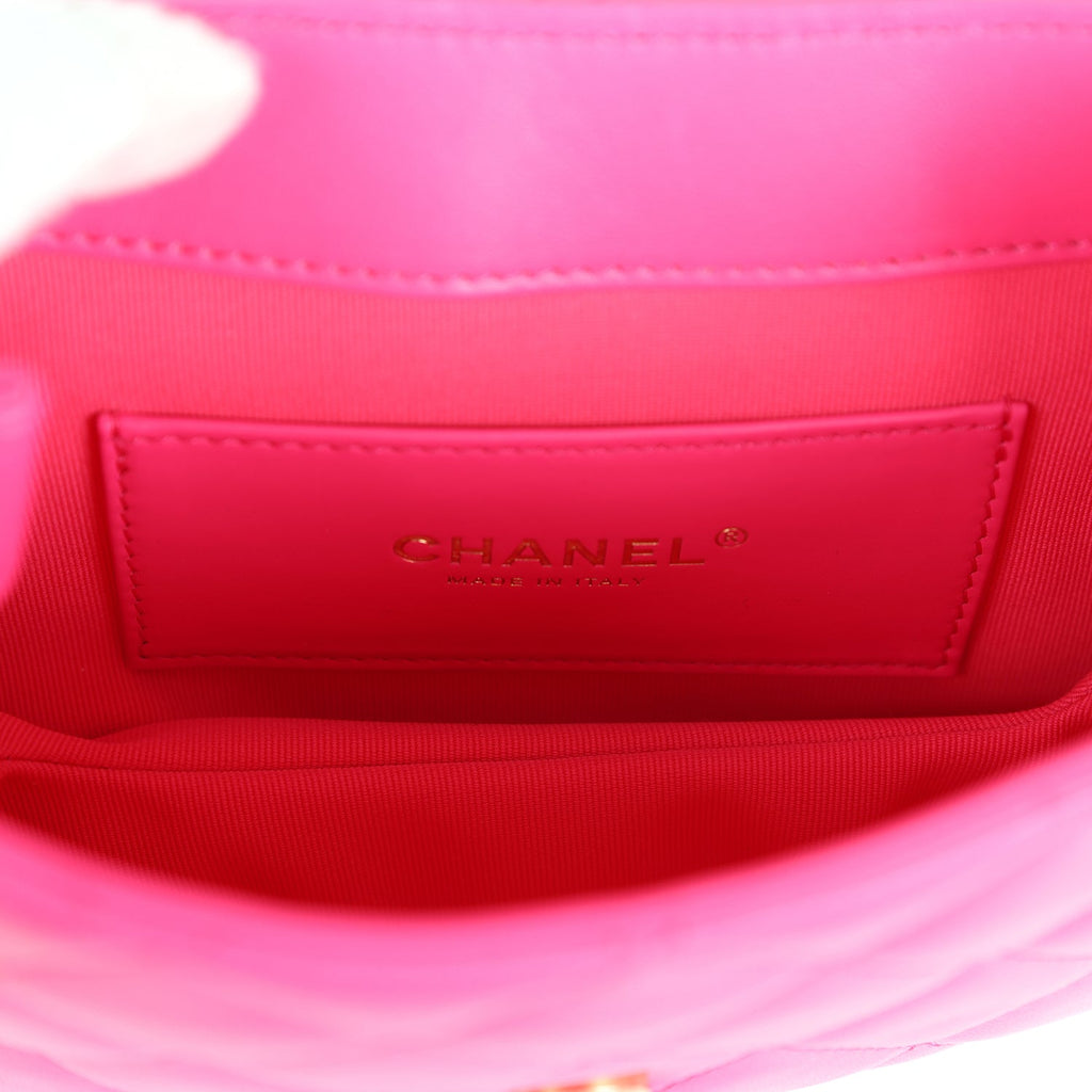 Chanel CC Mini Shoulder Bag Fuchsia Lambskin Antique Gold Hardware