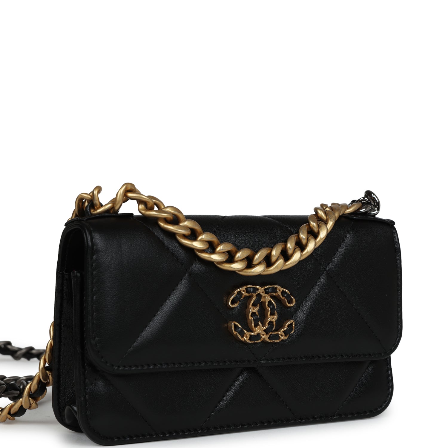 Chanel 19 Chain Clutch Bag Black Lambskin Mixed Hardware – Madison ...
