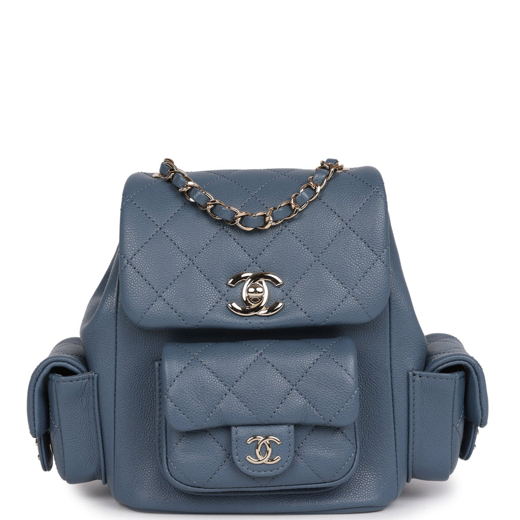 chanel backpack mini Chanel Mini Duma Backpack Blue Caviar Light Gold Hardware