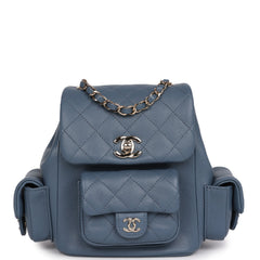 Chanel Mini Duma Backpack Blue Caviar Light Gold Hardware