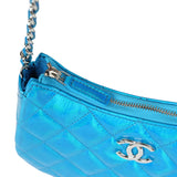 Chanel Mini Hobo Bag Blue Metallic Goatskin Silver Hardware