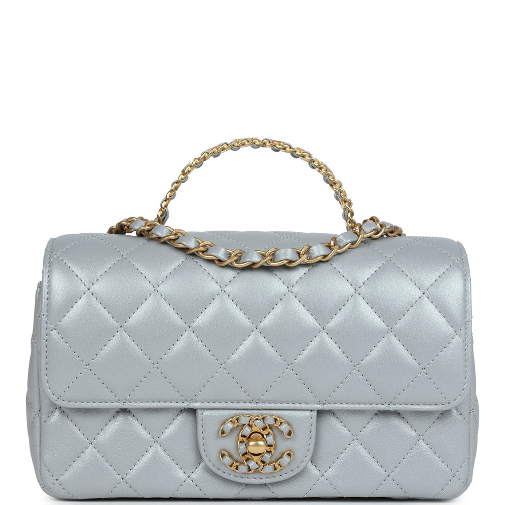 Chanel Grey Lambskin Rectangular Mini Flap Bag Top Handle – Madison Avenue  Couture
