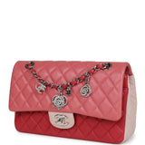 Pre-owned Chanel Medium Valentine Single Flap Bag Tricolored Lambskin Silver Hardware