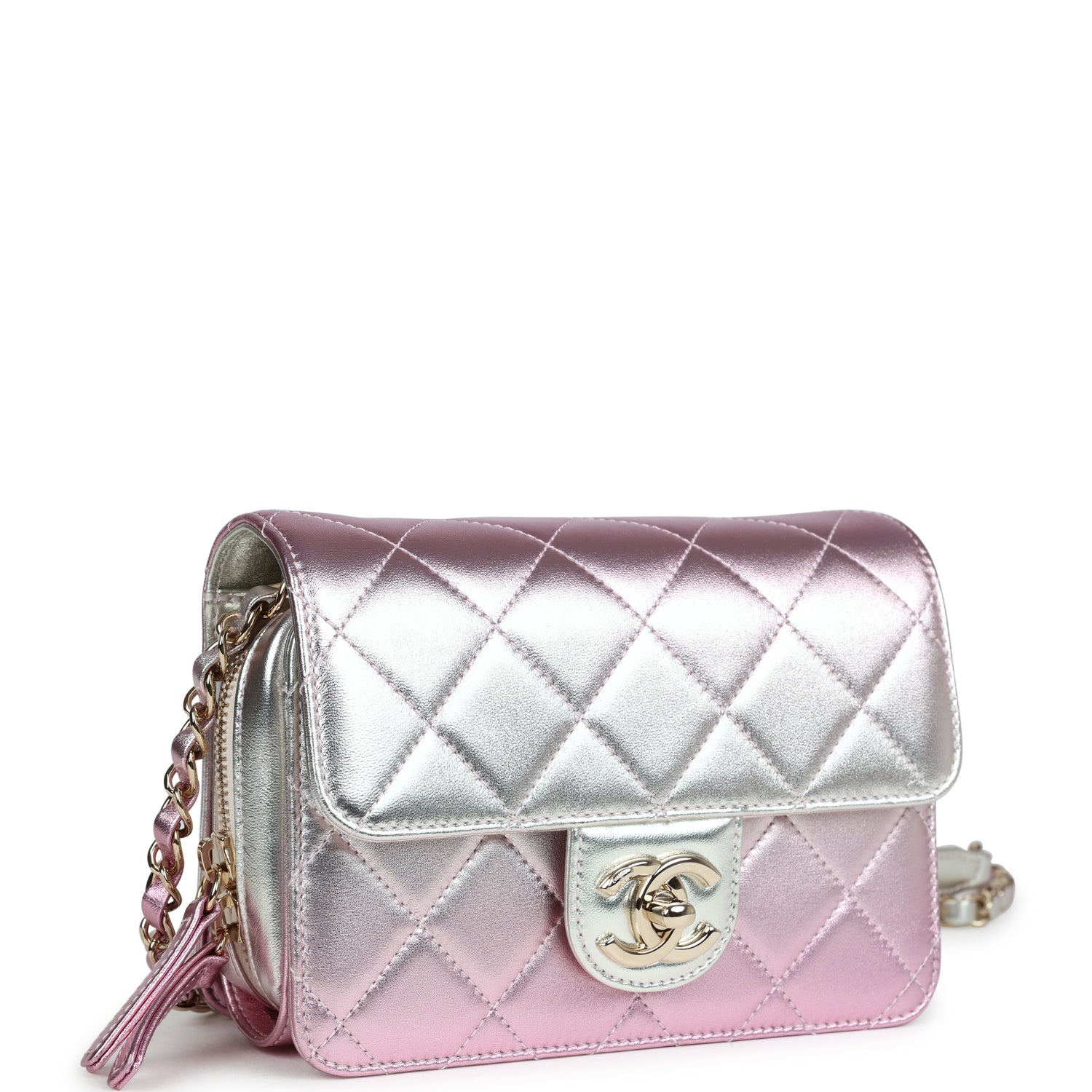 CC MINI 20 BAG IN SILVER METALLIC LAMBSKIN