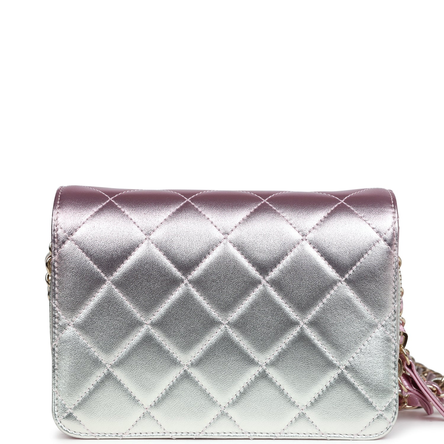 CC 24K Flap Bag 20cm Pink White Sequin Beige Lambskin main image 0