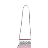 Chanel Mini Flap Bag Pink and Silver Metallic Lambskin Light Gold Hardware